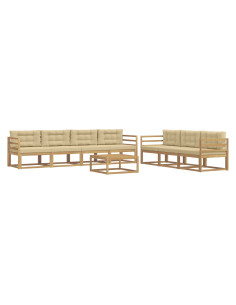 Set di divani da esterno con cuscino 7 pcs Bianco e Beige 2