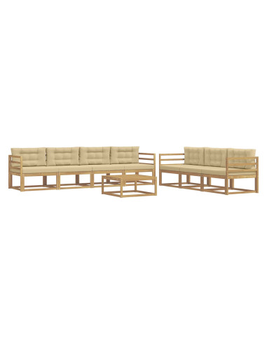 Set di divani da esterno con cuscino 7 pcs Bianco e Beige