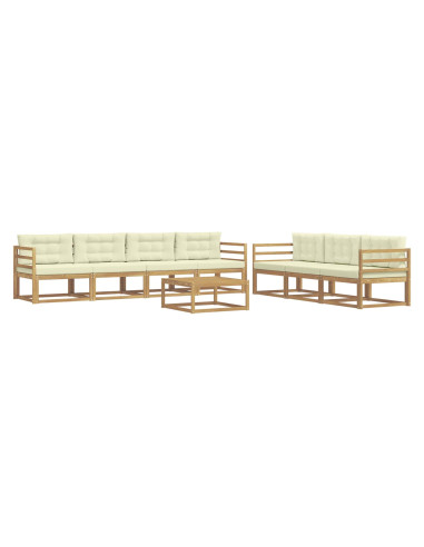 Set di divani da esterno con cuscino 7 pcs Bianco e Crema