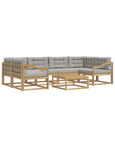 Set di divani da esterno 5 pcs Bianco e Grigio Chiaro 2