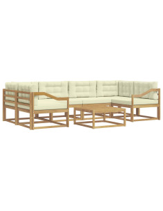 Set di divani da esterno con cuscino 5 pcs Bianco e Crema 2