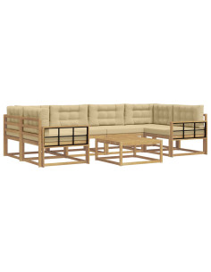 Set di divani da esterno con cuscino 5 pcs Bianco e Beige 2
