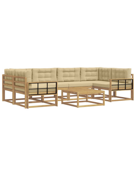 Set di divani da esterno con cuscino 5 pcs Bianco e Beige