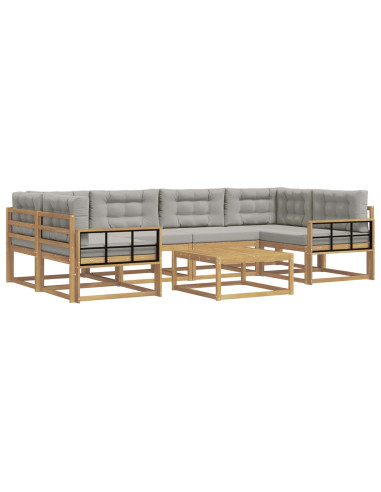 Set di divani da esterno 5 pcs Bianco e Grigio Chiaro