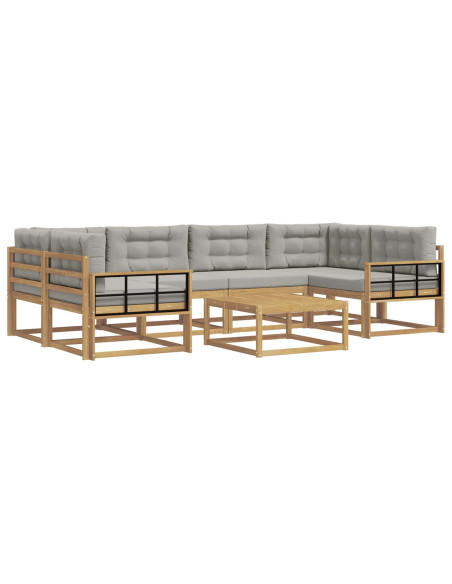 Set di divani da esterno 5 pcs Bianco e Grigio Chiaro