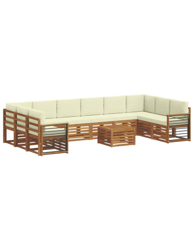 Set divani 11 pcs Naturale e Crema Legno di Acacia Massello