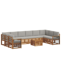 Set divani con cuscino 11 pcs Grigio Naturale e Chiaro 2