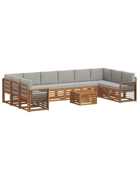 Set divani con cuscino 11 pcs Grigio Naturale e Chiaro