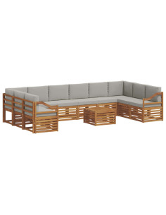 Set divani con cuscino 11 pcs Grigio Naturale e Chiaro 2