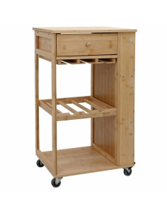 Carrello da Cucina con Ruote Naturale 47,5 x 36 x 83 cm Bambù 2