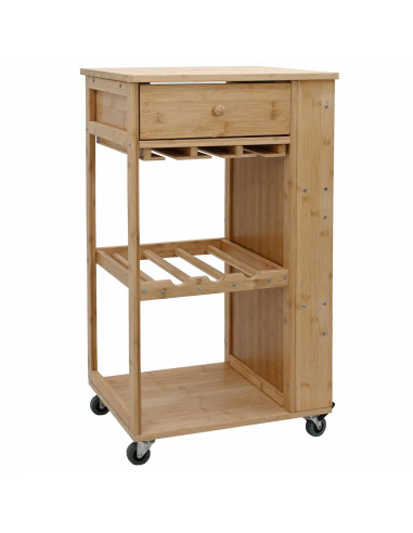 Carrello da Cucina con Ruote Naturale 47,5 x 36 x 83 cm Bambù