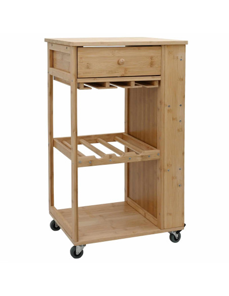 Carrello da Cucina con Ruote Naturale 47,5 x 36 x 83 cm Bambù