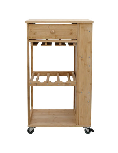 Carrello da Cucina con Ruote Naturale 47,5 x 36 x 83 cm Bambù