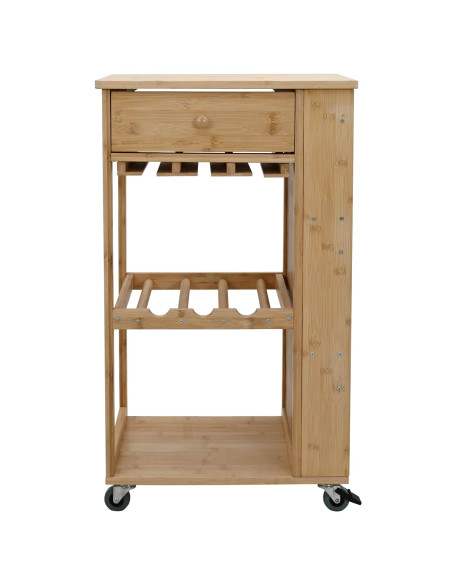 Carrello da Cucina con Ruote Naturale 47,5 x 36 x 83 cm Bambù