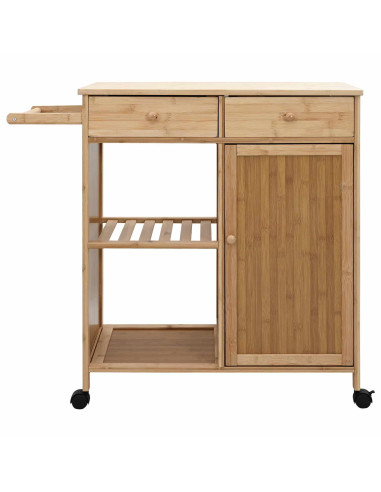 Carrello da Cucina con Ruote Naturale 90,5 x 36 x 86,5 cm Bambù