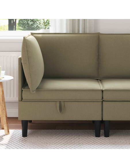 Divano Angolare con Storage Cachi Velluto