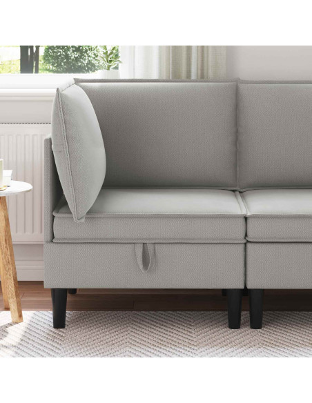 Divano Angolare con Storage Grigio chiaro Velluto