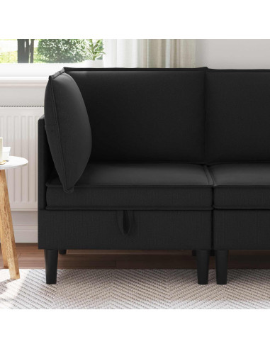 Divano Angolare con Storage Nero Velluto