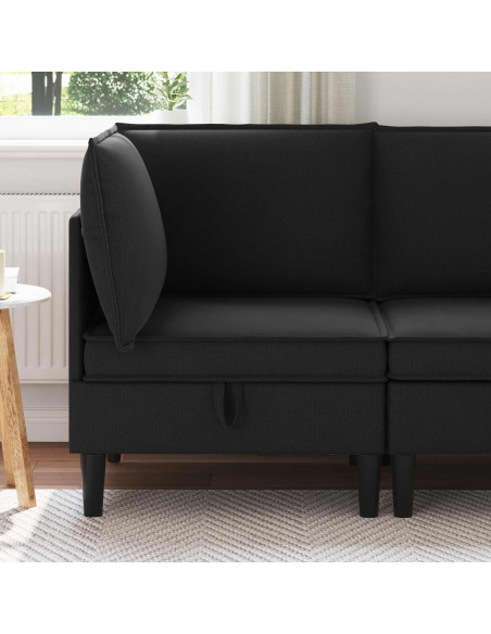 Divano Angolare con Storage Nero Velluto