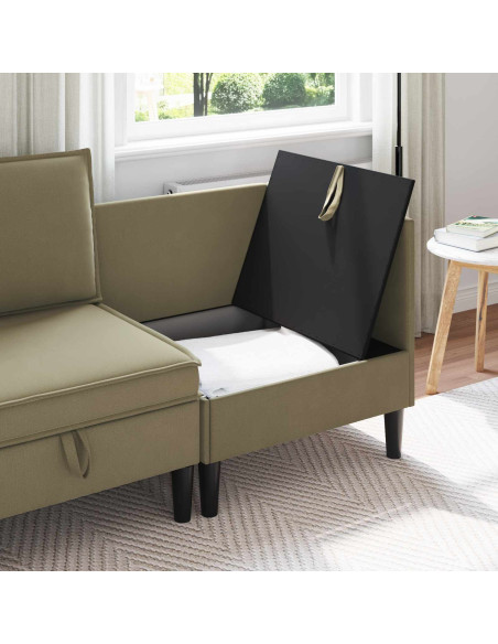 Divano Angolare con Storage Cachi Velluto