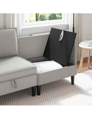 Divano Angolare con Storage Grigio chiaro Velluto