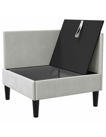 Divano Angolare con Storage Grigio chiaro Velluto