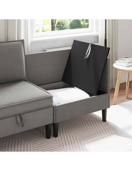 Divano Angolare con Storage Grigio scuro Velluto