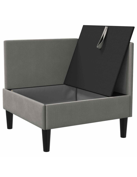 Divano Angolare con Storage Grigio scuro Velluto