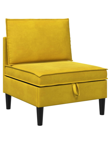 Divano Centrale con Spazio di Archiviazione Giallo Velluto