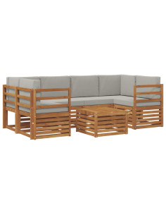 Set di divani da esterno 7 pcs Grigio Naturale e Chiaro 2