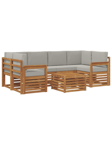 Set di divani da esterno 7 pcs Grigio Naturale e Chiaro