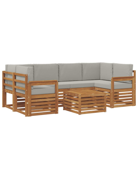 Set di divani da esterno 7 pcs Grigio Naturale e Chiaro