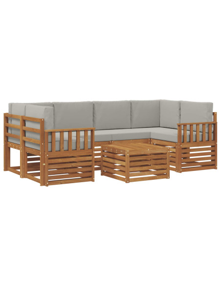 Set di divani da esterno 7 pcs Grigio Naturale e Chiaro