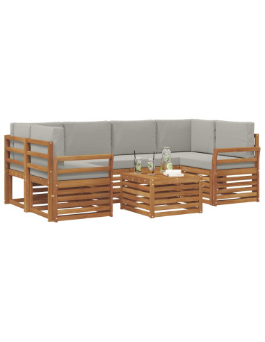 Set di divani da esterno 7 pcs Grigio Naturale e Chiaro