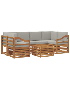 Set di divani da esterno 7 pcs Grigio Naturale e Chiaro 2