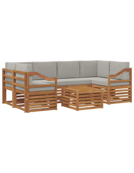 Set di divani da esterno 7 pcs Grigio Naturale e Chiaro