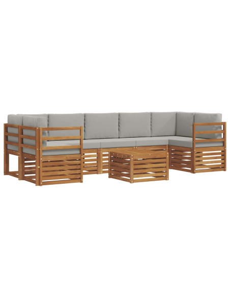 Set di divani da esterno 8 pcs Grigio Naturale e Chiaro