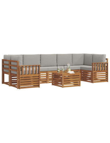 Set di divani da esterno 8 pcs Grigio Naturale e Chiaro