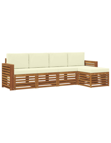 Set divani 5 pcs Naturale e Crema Legno di Acacia Massello