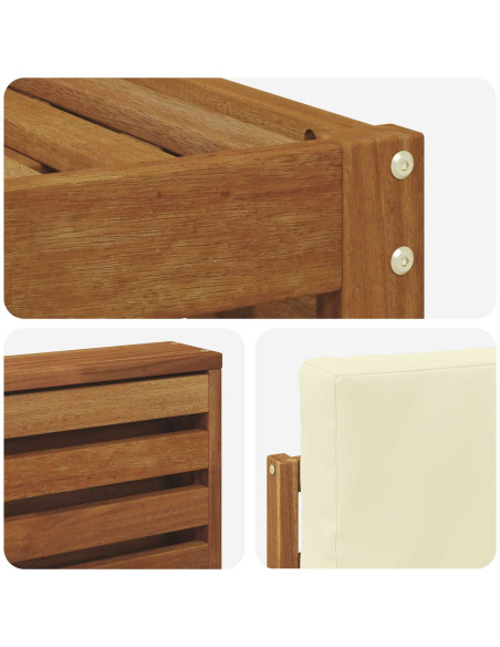 Set divani 5 pcs Naturale e Crema Legno di Acacia Massello