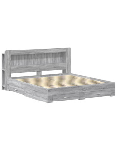 Telaio del letto con storage Sonoma grigio 200 x 200 cm 2