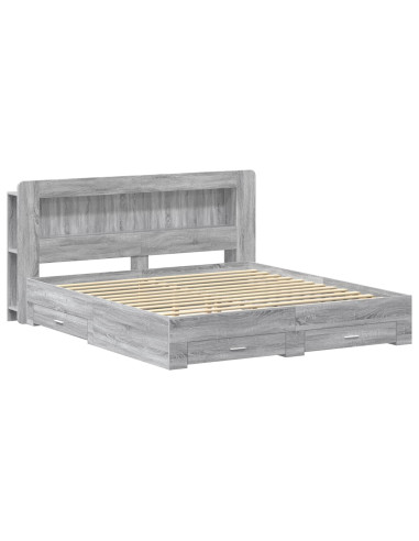 Telaio del letto con storage Sonoma grigio 200 x 200 cm