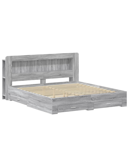Telaio del letto con storage Sonoma grigio 200 x 200 cm