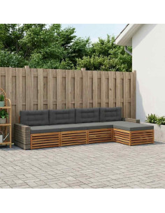 Set di divani da esterno 5 pcs Naturale e Antracite Poliestere