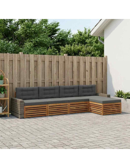 Set di divani da esterno 5 pcs Naturale e Antracite Poliestere