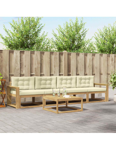 Set di divani da esterno con cuscino 4 pcs Bianco e Crema