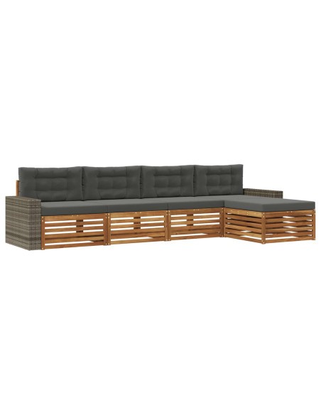 Set di divani da esterno 5 pcs Naturale e Antracite Poliestere