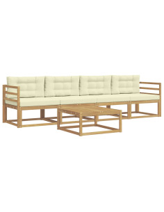 Set di divani da esterno con cuscino 4 pcs Bianco e Crema 2