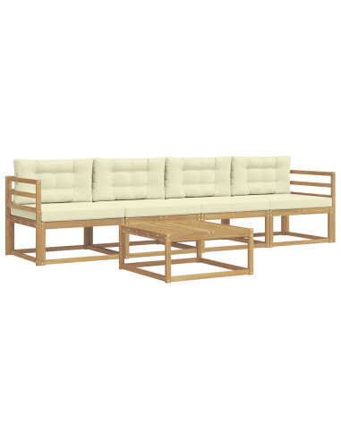 Set di divani da esterno con cuscino 4 pcs Bianco e Crema