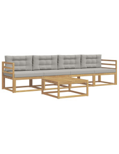 Set di divani da esterno 4 pcs Bianco e Grigio Chiaro 2